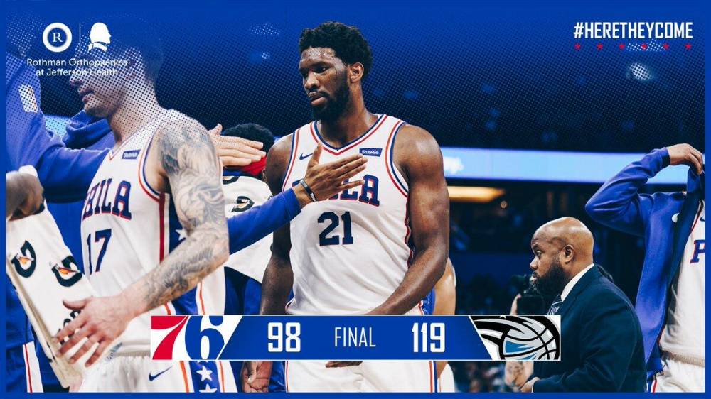 最终魔术主场119-98大胜76人,迎来五连胜。 最终魔术主场119-98大胜76人,迎来五连胜。